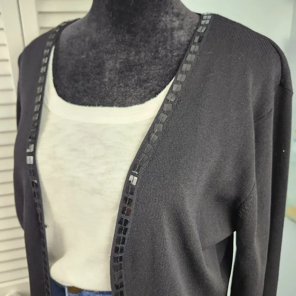 Dunnes Long Black Cardigan Size M/L Sequins Embellished
